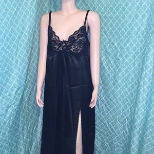 Black lingerie with leg split